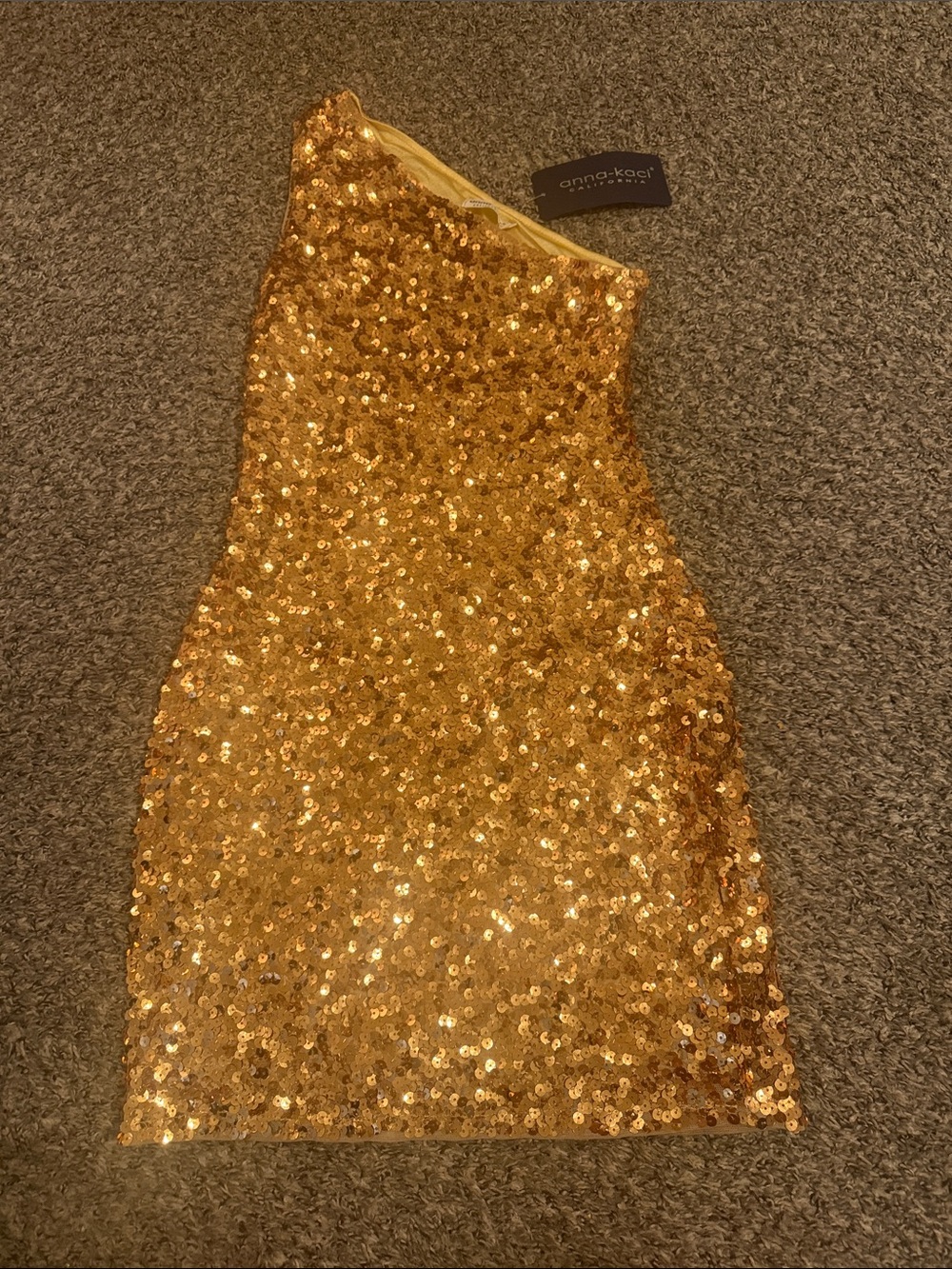 Anna-Kaci Gold Sequin One-Shoulder Dress